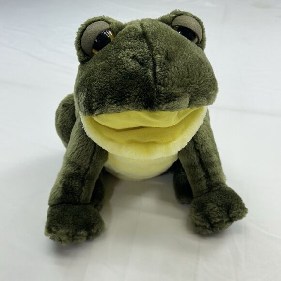 Ron Banafato Green Bull Frog Puppet Plush Stuffed Animal Play - Picture 1 of 8